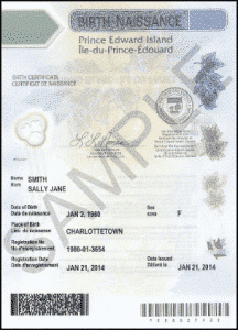 PEI Birth Certificate Authentication